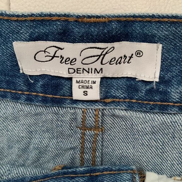 Free Heart Denim Skirt. Size Small - Picture 3 of 7